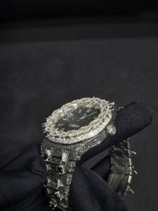 Luxury Men's Automatic <b>Watch</b> Stainless Steel Black Dial Diamond Bezel <b>Case</b> 41mm Analog Sapphire Crystal Band Customizable Design - Product Image 3