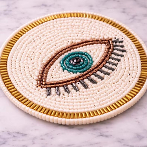 Handmade Glass <b>Beads</b> Square <b>Coasters</b>-Classic Design Polyester Backing (4x4 Inch) Customized for Church Religious Gifts MS - Product Image 1