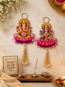 Calcomanía de Pared de MDF Laxmi Ganesh, Decoración Tradicional India para el Festival Diwali, Mandir Pooja, Hogar, Oficina, Ídolos de Dioses Hindúes - Product Image 2