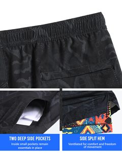 Men's Solid Quick Dry Lightweight Oxford Fabric Board Shorts with Elastic Waist and Pockets Casual Sport Style - Product Image 2