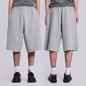 Shorts décontractés pour hommes, personnalisés, effet délavé, 100 % coton, longueur 3/4, style boardshorts amples, vente en gros - Product Image 3