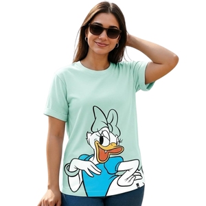 Camiseta Oficial para Mujer, Estampado Gráfico, Corte Boyfriend, Manga Corta, Cuello Redondo, Algodón, Corte Relajado - Product Image 1