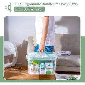 Contenitore per Medicinali in Plastica Trasparente da 15QT, Scatola di Pronto Soccorso Rinforzata con Manico per Conservazione Pillole, Contenitore Vuoto per Medicinali - Product Image 2