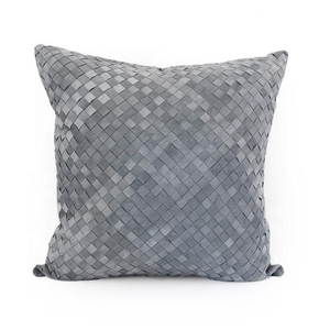 Luxury Cow <b>Leather</b> And Suede <b>Cushion</b> <b>Covers</b> Woven Design Decorative Throw Pillow For Sofa Chair Home Decorative Pillows - Product Image 1