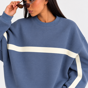 Sweat-shirt oversize tendance pour femme, col rond et épaules tombantes, coupe décontractée, manches longues - Product Image 5