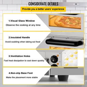 Forno Pizza Commerciale da Banco a Singolo Ripiano da 14 Pollici, 110V 1300W, Elettrico in Acciaio Inossidabile con Base in Pietra, Alimentato a Gas per Panifici - Product Image 6