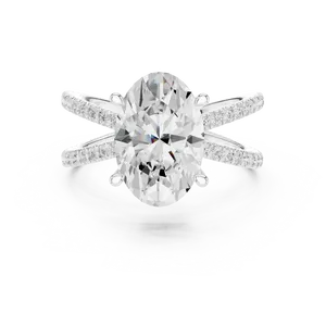 18K Solid Gold Oval Cut Lab Grown Diamond Engagement <b>Ring</b> IGI Certified VVS E-F Criss Cross <b>Split</b> Shank <b>Ring</b> Jewelry - Product Image 3