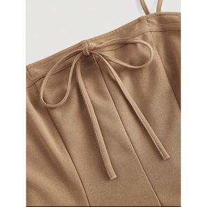 Vestido corto tipo corsé con acabado de gamuza y corte ajustado y acampanado, modelo The Everly, con busto atado, plisado, estilo skater, para mujer, con tirantes finos y escote corazón - Product Image 4