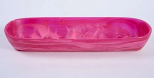 Bandeja Decorativa Rectangular de Resina Moderna y Lujosa, Plato para Servir Frutas de Color Rosa para Mesa de Comedor de Boda - Product Image 2