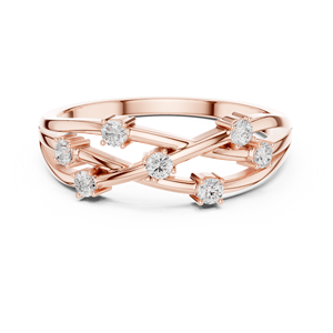 Bague de luxe en or rose multi-pierres entrecroisées pour femme, bijou de mode ouvert pour mariage et anniversaire, cadeau - Product Image 2