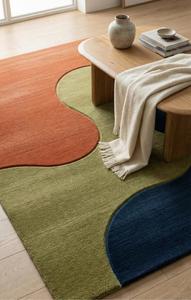 Luxury Modern Abstract Color <b>Block</b> Hand Tufted Wool Anti-Slip Medium Pile Area Rug Soft Commercial Cotton Canvas Backing Living - Product Image 6