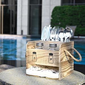 Organizador de Mesa Multifuncional de Madera para Cubiertos, Sal y Pimienta, Almacenamiento Elegante, Perfecto para el Hogar, Cafeterías y Restaurantes - Product Image 2