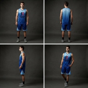 Uniformes de Baloncesto Personalizados al por Mayor, Unisex, Transpirables, de Secado Rápido, con Impresión por Transferencia de Calor, Tallas Grandes, 100% Poliéster, para Entrenamiento - Product Image 2