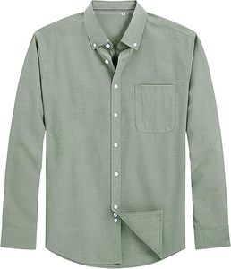 Chemise Oxford en coton pour homme, 100 % coton, manches longues, chemise de travail décontractée à boutons avec poche - Product Image 6