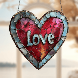 CIFbuy Acrylic Stained Glass Window Decor Heart Sun Catcher Home Gift TikTok per il servizio di ritiro Temu - Product Image 4