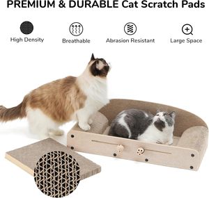 Cama Rascador para Gatos de 26 Pulgadas, Moderna, de Lujo, Ecológica y Duradera, con Fieltro y Cartón, Sofá Interior, Juguete Divertido - Product Image 3