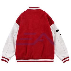 Chaqueta Letterman Roja para Hombre con Diseño Bordado de Perro con Globo en Forma de Corazón, Algodón/Lana, Transpirable y Ecológica, Ropa de Invierno - Product Image 2