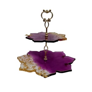 Elegant Marble-Effect 3-Tier Resin <b>Cupcake</b> <b>Stand</b> Durable Food-Grade Epoxy Resin Serving Platter With Irregular Edges And Metal - Product Image 2