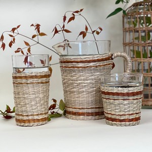 Straw pitcher jug cover cheap cost hand-woven seagrass cup holder natural sea grass <b>mug</b> sleeves - Product Image 6