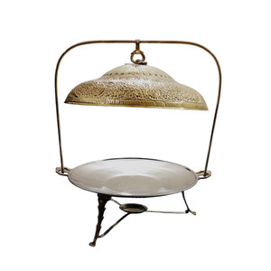 Fully Brass Antique 18" TAWA With Hanger Stand Hotel Buffet Food Top Round hand made brass design for Party - Product Image 2
