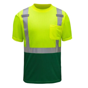 High Visibility Safety T-Shirt <b>Yellow</b> Polyester Reflective Stripes Short Sleeve Wind-proof O-Neck Work Apparel for Men's - Product Image 1