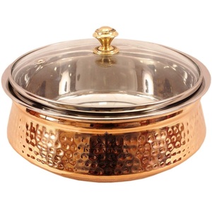 Handmade Round Brass Food Warmer with Lid Hammered Serving Casserole Dish Luxury Buffet Kitchen Hotel Wholesale Supply - Product Image 5