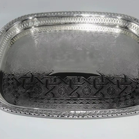 JM INTERNATIONAL Plateau de service à thé bohème en métal de 12 pouces, élégante assiette de présentation pour mariages, vaisselle pour cafés, restaurants et traiteurs