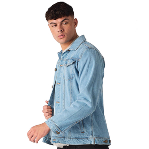 Veste en jean pour homme, coupe ajustée, col rabattu, hiver, écologique, antibactérienne, poches sur la poitrine, fermeture à boutons en corne - Product Image 3
