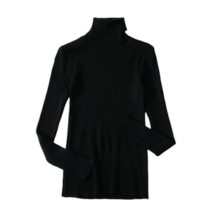2025 Simple Women <strong>Turtleneck</strong> Sweater Winter Fashion Pullover Elastic Knit <strong>Ladies</strong> Jumper Casual Solid Black Female Basic <strong>Tops</strong>