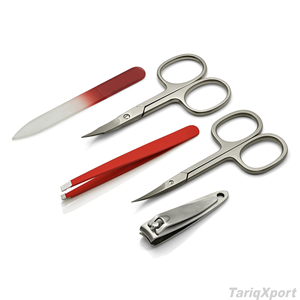 Professional <b>Nail</b> <b>Kit</b> With Stainless Steel Clipper Scissor Tweezers In Black PU Leather Pouch Portable Manicure Set - Product Image 2