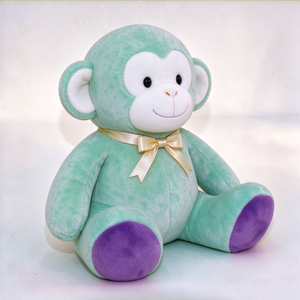 Peluche renard vert menthe personnalisée, adorable peluche renard, peluche renard avec nœud blanc, peluche renard assis, peluche renard douce. - Product Image 5