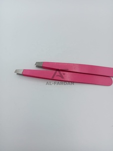Pince à épiler sourcils rose scintillant, pointe biseautée carrée, en acier inoxydable massif, personnalisable avec logo, pour l'épilation des poils des sourcils - Product Image 5