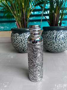 Stainless Steel Water Bottle Oriental Floral Design Portable Travel Drinkware with Lid Stainless steel water bottle Travel - Product Image 2