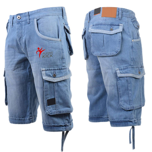 Shorts en jean pour homme, style streetwear tendance, qualité supérieure et prix de gros, coupe slim, multi-poches. - Product Image 1