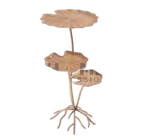 ขาตั้งโลหะรูปใบไม้3ช่องหรูหราแท่นวางเค้กชุบทองสำหรับงานแต่งงานงานปาร์ตี้และงานอีเวนต์ - Product Image 1