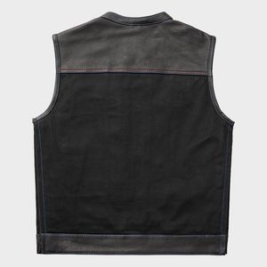 เสื้อกั๊กผ้ายีนส์สีแดงสีน้ำเงินเสื้อกั๊กสำหรับนักขี่จักรยานหนังสำหรับคลับล่า - Product Image 2