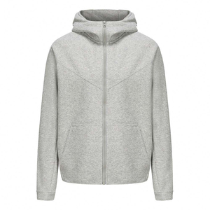 Deep Split <b>Pouch</b> Detail Zipper Hoodie <b>Men</b> Storage Heavy Fleece Sportswear Heavy Weight Warm Layer - Product Image 4
