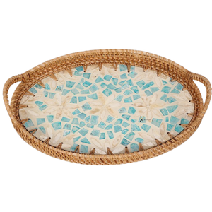 Rattan Eco-Friendly Folding <b>Tray</b> Plates Afternoon Tea Serving Food <b>Snacks</b> Dessert Fruit Dry Sweets Cake Storage Baskets - Product Image 5