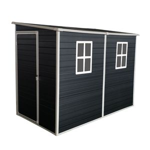 Casetta da Giardino 4x8ft con Pavimento Nero in Resina, Due Finestre, Impermeabile, Porte con Serratura per Patio, Cortile o Prato - Product Image 2