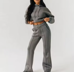 Windproof Women's Tracksuit 2 Piece <b>Set</b> Double Zipper Pulls Stand Collar Tracksuits - Product Image 3
