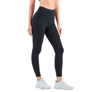 Leggings de sport taille haute pour femme, longs, noirs unis, extensibles, respirants, compressifs, tricotés sans couture - Product Image 2