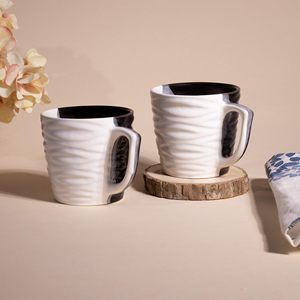 Juego de Café de Cerámica Abhita Moderno y Lujoso de Doble Tono con Diseño de Ondas, 200 ml, Ecológico, Duradero, Portátil, Negro y Blanco, para Oficina y Hogar - Product Image 6