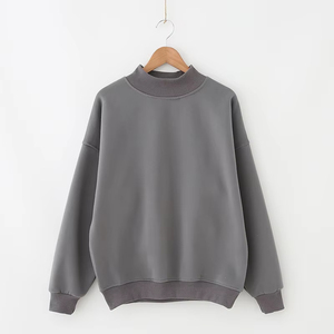เสื้อสเวตเชิ้ตคอกลมโอเวอร์ไซส์แบบยูนิเซ็กซ์ ผ้าฟลีซ ระบายอากาศได้ดี สีพื้น ผ้าถัก แขนยาวปกติ สวมใส่สบาย เหมาะสำหรับฤดูหนาว - Product Image 1