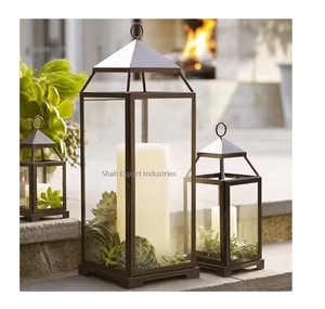 Top Selling Metal & Glass <b>Candle</b> <b>Lantern</b> in <b>Black</b> Finished for Home & Wedding Tabletop Lighting Decor <b>Lantern</b> Sets - Product Image 1