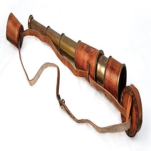 Antiguo Spyglass Decor Handheld Brass Monocular Telescopio Soporte de madera Estilo pirata único Funda de cuero RJ Binoculares Telescopio - Product Image 4