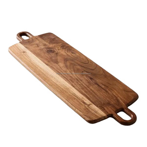 Grande planche à découper en bois de qualité extra ordinaire et bloc de coupe d'ustensiles de cuisine en bois d'acacia véritable pour la présentation du comptoir - Product Image 5