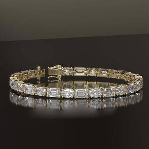 Bracelet tennis personnalisé en or et moissanite, formes ovale et émeraude, bijoux de luxe pour homme, style hip-hop, chaîne fine en diamant, bracelet classique - Product Image 6