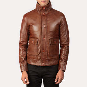 Blouson de moto en cuir PU marron coupe-vent imperméable avec fermeture éclair style streetwear hiver personnalisé ODM - Product Image 4