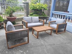 Ensemble de meubles d'extérieur modernes en bois d'acacia solides et durables avec coussins pour jardins, cours, villas Fabricant du Vietnam - Product Image 6