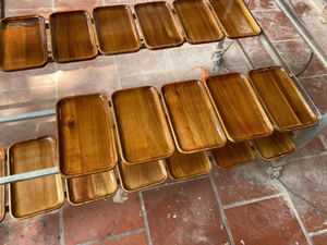 Wooden Tray Set of 2 Rustic Wood Serving Tray With Handles for <b>Breakfast</b> - Product Image 2